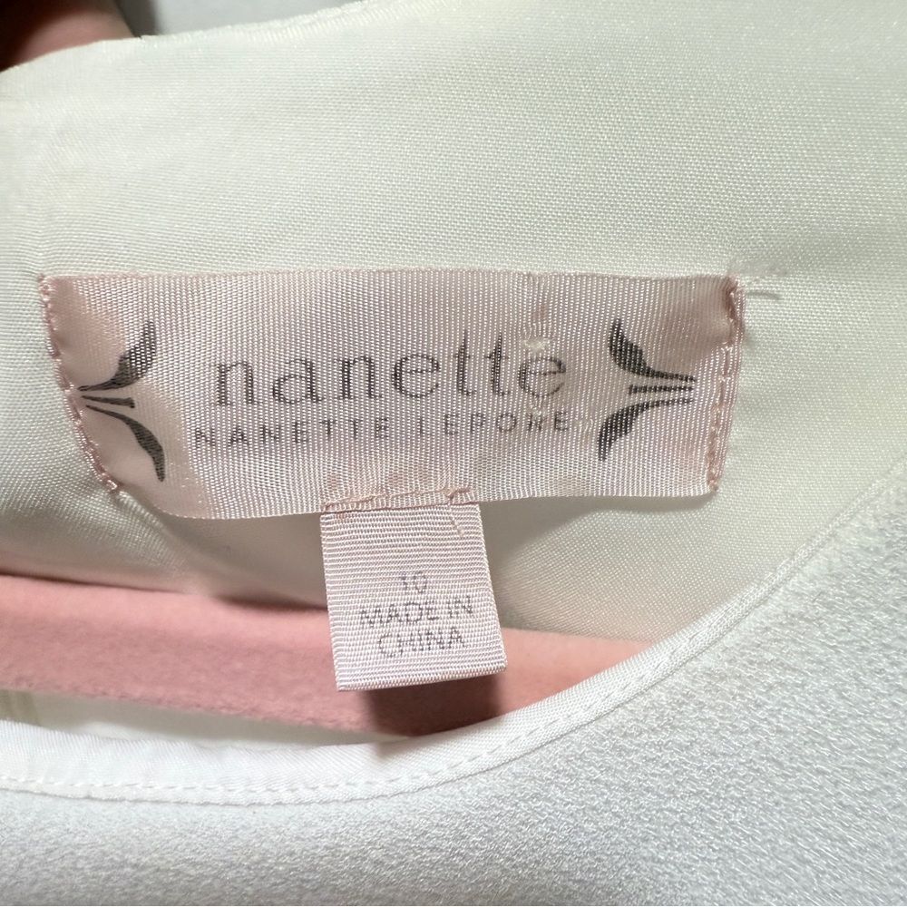 NANETTE LEPORE White BELLA DONNA Dress 4 Bell Sleeves Flounce Contrast Edge NWT - Picture 11 of 14